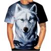 Neues, modisches, kurzärmliges, lässiges T-Shirt mit Wolfsmann-Motiv und 3D-Druck