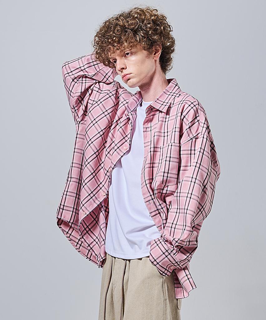 OTHERFITS Flex Over Check Shirt (Pink)