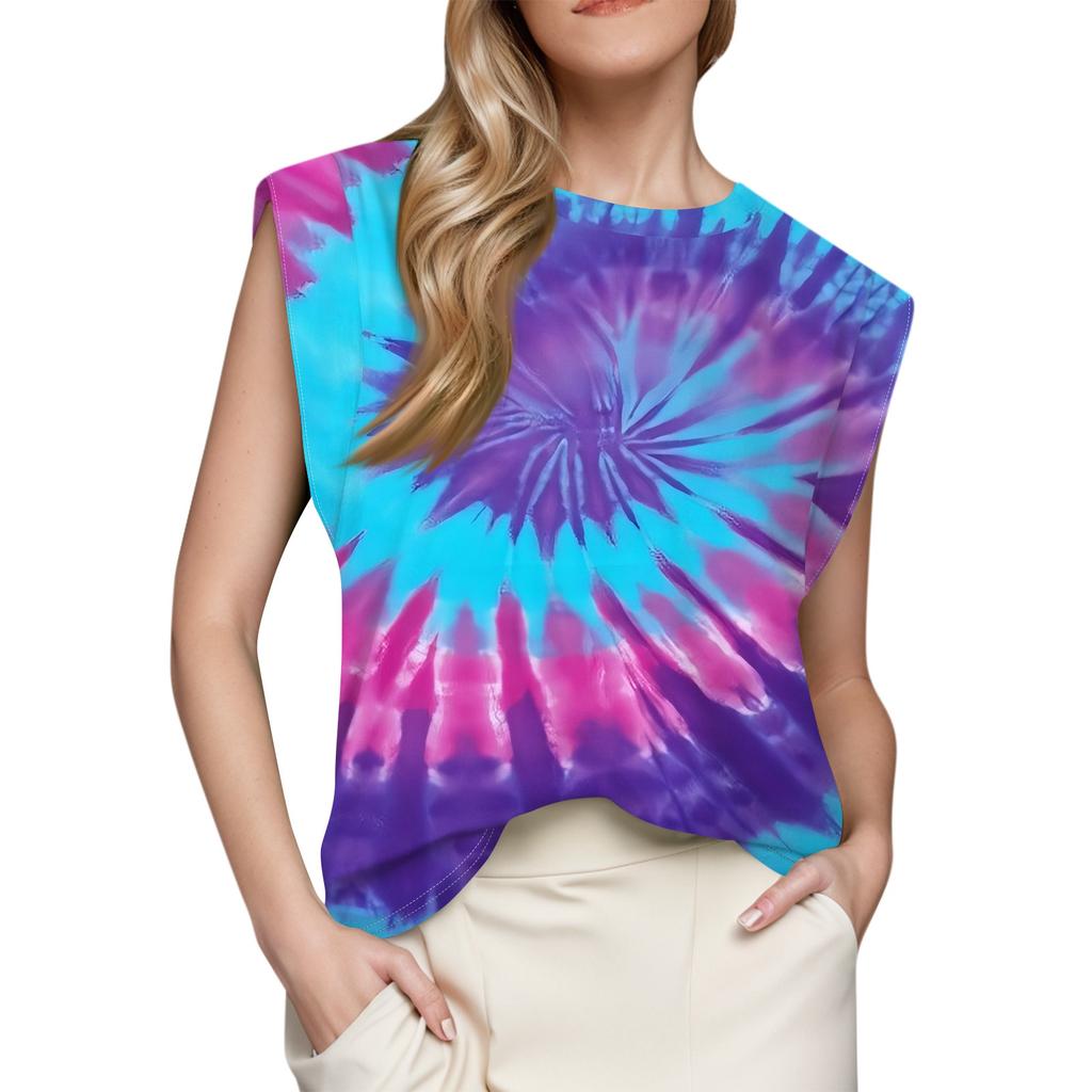 Women's Cap Sleeve Top Summer Printed Tank Top Basic T-Shirt Casual Loose