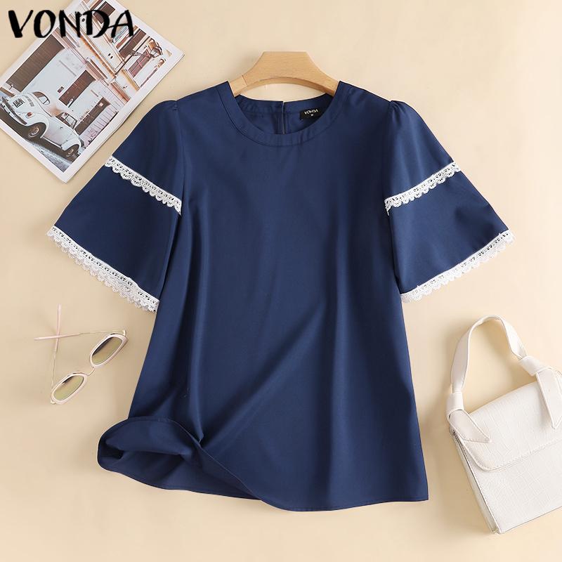 

VONDA Летние женские кружевные топы с короткими рукавами