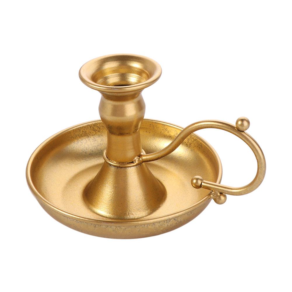 

Creative With Handle Round Single-head Candlestick Anti Slip Iron Art Nordic Candle Stand Simple Handheld Candle Holder Party мідний