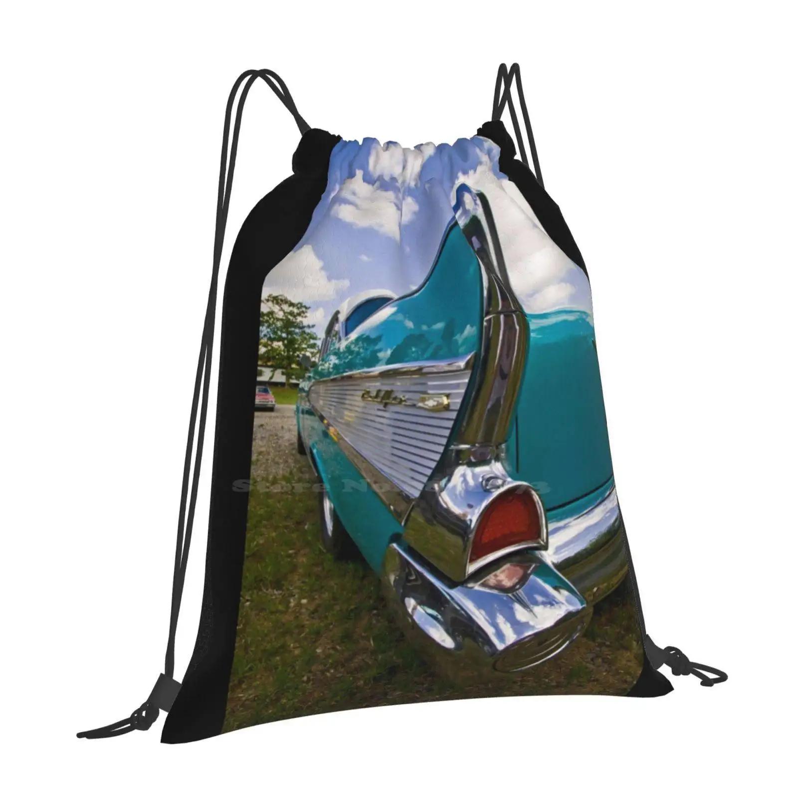 1957 Belair Tail Fin Hot Sale Backpack Fashion Bags 1957 Belair Bel Air Classic Car Tail Fin Chrome Vintage OneSize