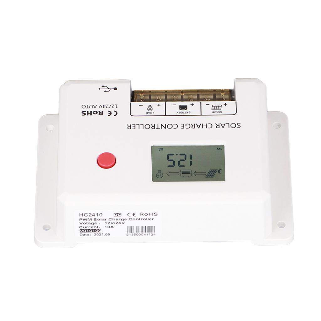 PWM Solar Charge Controller 10A IP32 Protection LCD Display 12V/24V Automatic Recognition For RVs Ba