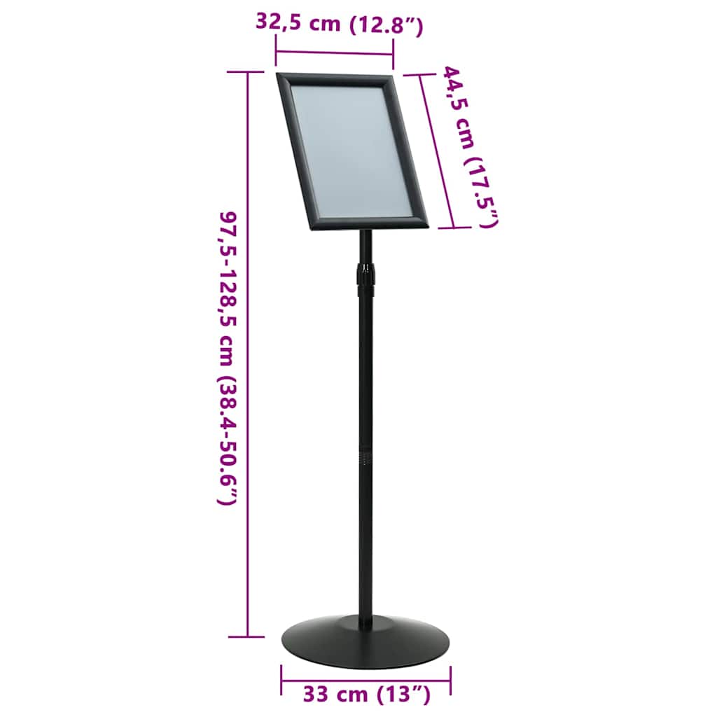 Podium Poster Stand Silver A3 PVC and Steel