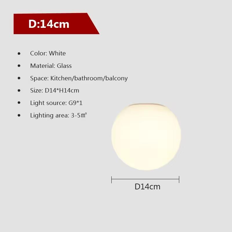 Nordic LED Glass Wall Light Milk White Color Ball Ceiling Light Minimalist Bathroom Corridor Balcony Bedroom Entrance Lighting