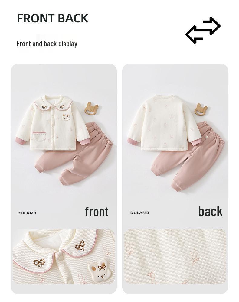 Jesienno-zimowy zestaw wyjściowy dla dziewczynki: Lekkie wypełnienie bawełniane 80g, Ciepłe i urocze ubranka dla noworodków