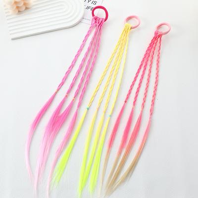 Kids Colored Gradient Wig Braids Scrunchies:Stretchable Extensions for Dreadlocks,Cute Braid Hair Accessories for Girls’ Styling