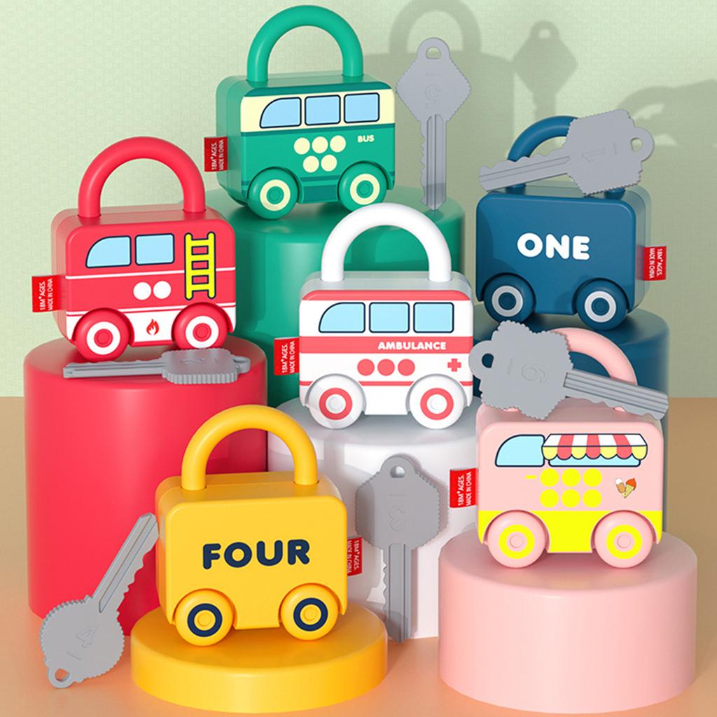 Baby Learning Lock with Key Car Games Early Educational Numbers Matching Locks Parent-children Interactive Unlocking Toys Sensor