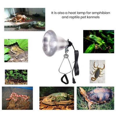 Lámpara de calor para reptiles, Bombilla con abrazadera, 300W, con reflector de aluminio, enchufe estadounidense, lámpara de mesa versátil, lámpara de calor para terrario, luz de cultivo interior