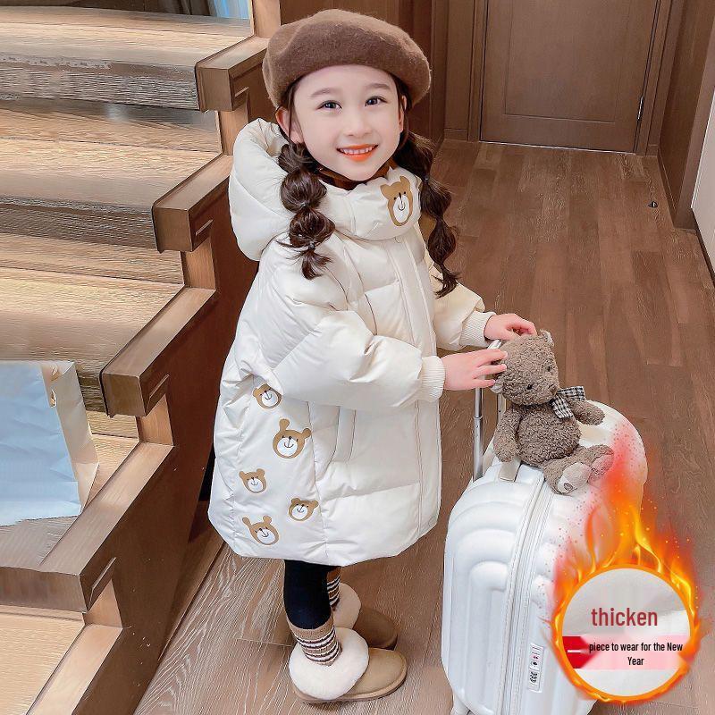 2025 Girls' Trendy Winter Down Coat - Thick Padded Fashion Jacket