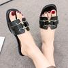Flat-bottomed Slippers Women's Outer Wear 2025 Summer New Fashion Square Head One-word Drag Versatile Non-slip Cool Slippers