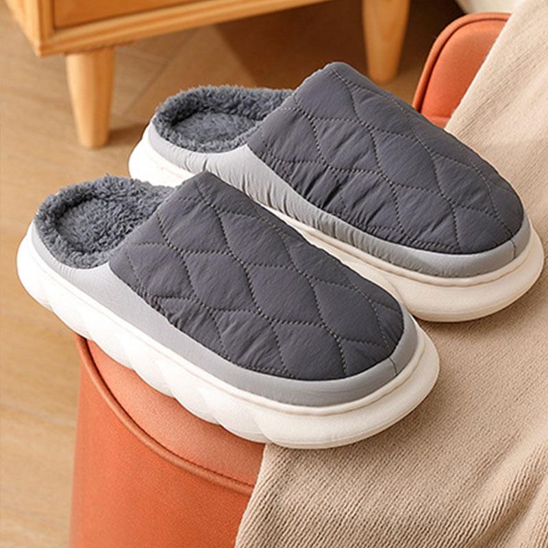 Fashion Litfun Plush Slippers Men Women Slippers New Winter Outdoor Warm Waterproof Cotton Shoes Indoor Antiskid Thick Sole Home Slides