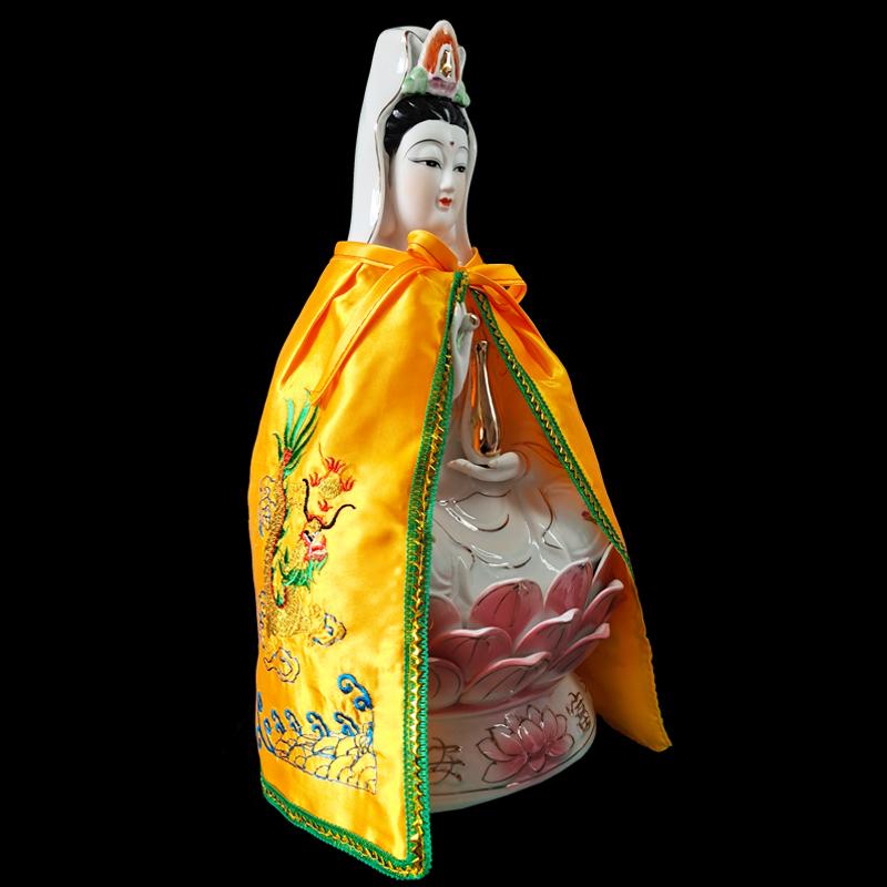 Only Cloak Zen Lotus Guanyin Buddha Statue Small Cloak Guanyin Bodhisattva Goddess Decor Embroidered Shawl Without Resin Buddha