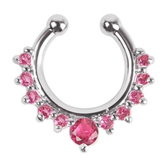 Fashion Women Rhinestone Inlaid Nose Ring Clip Hoop Piercing Body Jewelries