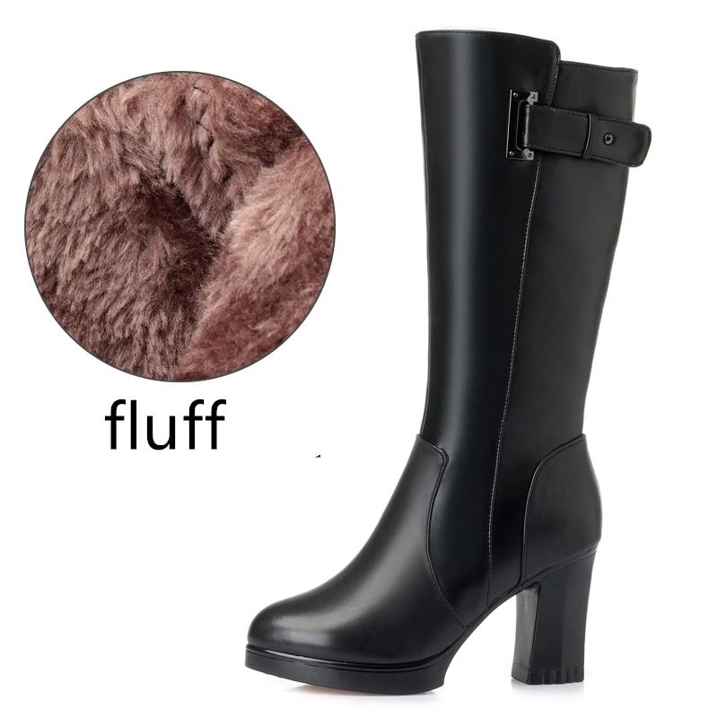 Bottes d'hiver femmes bottes hautes femme plate-forme talons hauts laine bottes longues chaudes pour femmes