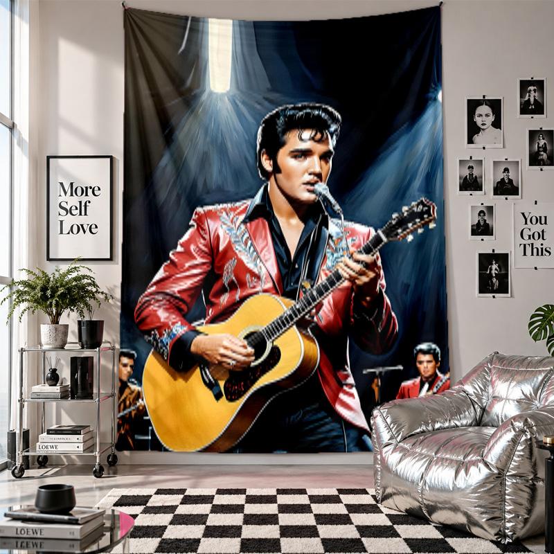 Wall TapestryElvis Presley Art Hanging Cloth Decorative Background Cover for Room Decoration