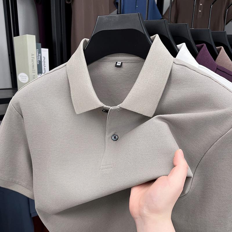 Men's Summer Casual 100% Pure Cotton Polo Shirt with Turn-Down Collar