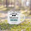 Super Maitre French Printed Mugs Creative Coffee Cups Drinks Water Enamel Camping Cup School Handle Drinkware Gifts for Teacher