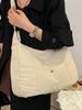 Women's Large Cotton Padded Tote - Trendy Autumn/Winter Cloud Pleated Design with Diamond Lattice, Retro Crossbody Style