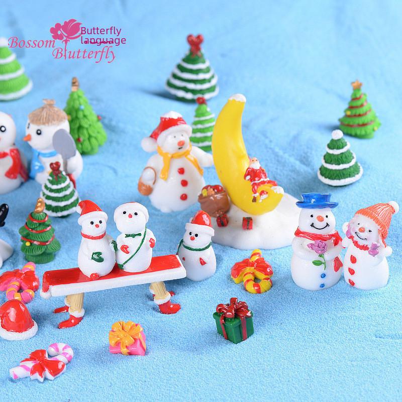 Adorable Resin Christmas Couple Snowman Figurines Perfect For Diy Miniature Gardens