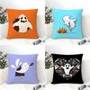 Halloween Spooky Ghost Cushion Cover Eco Linen Pillow Case DoubleSided Print Breathable Durable Zipper Home Decor Gift