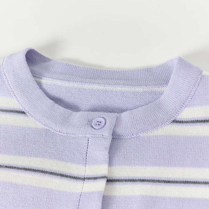 Deesha Girls' Striped Round Neck Knit Cardigan