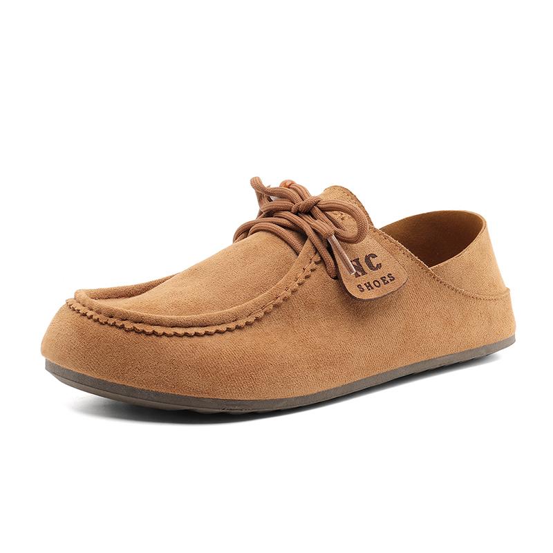 

Модные винтажные замшевые низкие ботинки, повседневные лоферы на мягкой подошве, обувь на шнуровке из натуральной кожи для мужской осени, Бокен, ретро, плоская подошва 44 коричневый