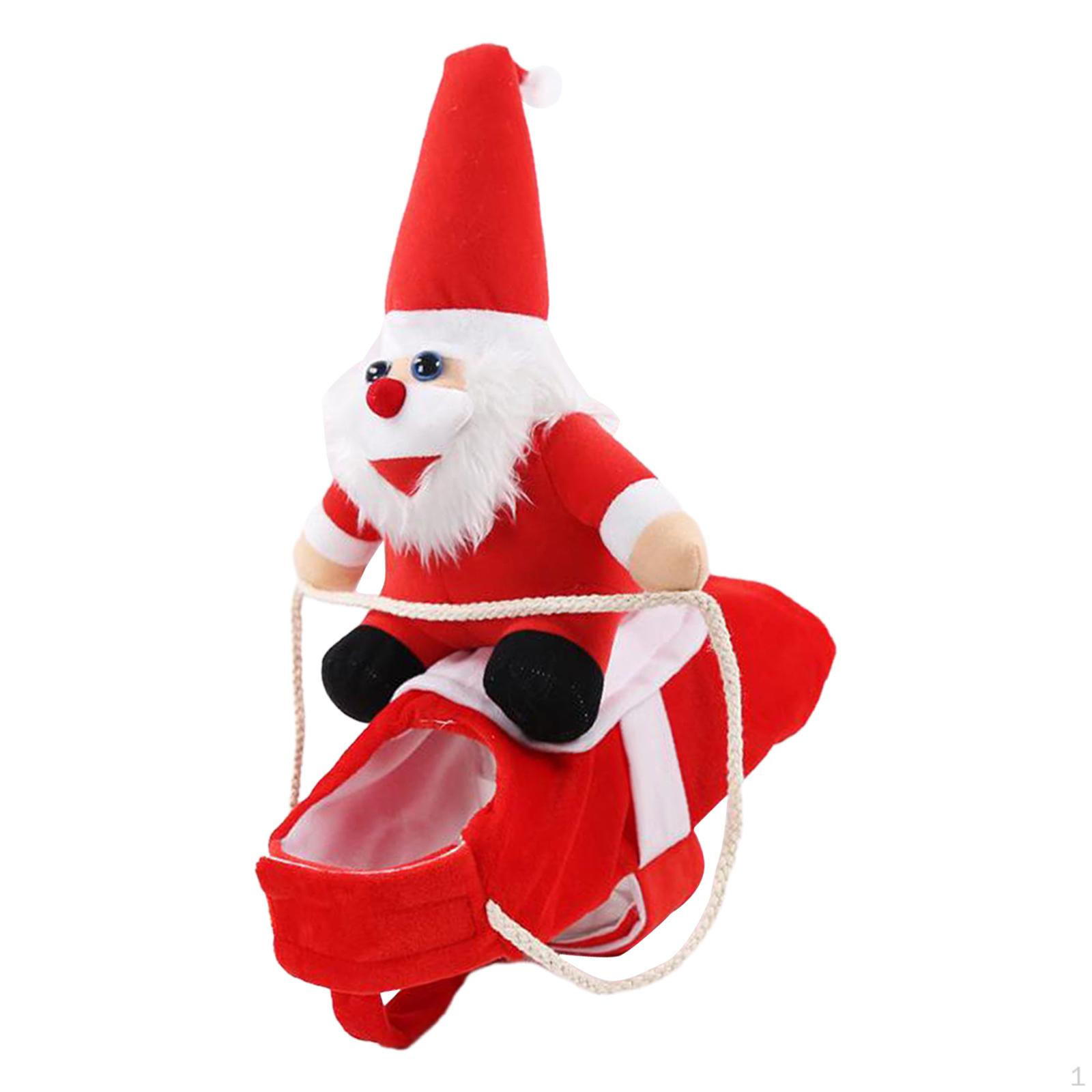 Christmas Dog Clothes Cat Xmas Outfit Santa Claus Riding Costume Party Cosplay Dress S