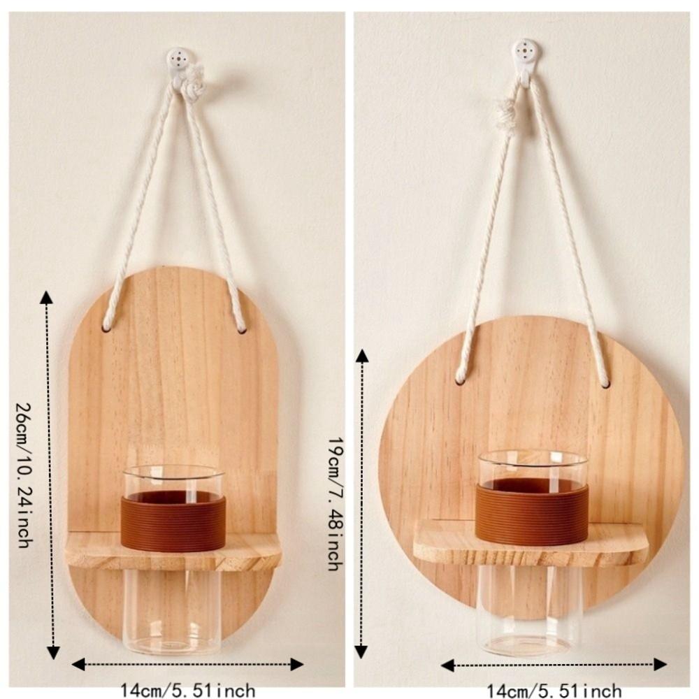Wooden Wall Hanging Planter Holder Home Ornaments Hydroponic Planter Shelf Hydroponics