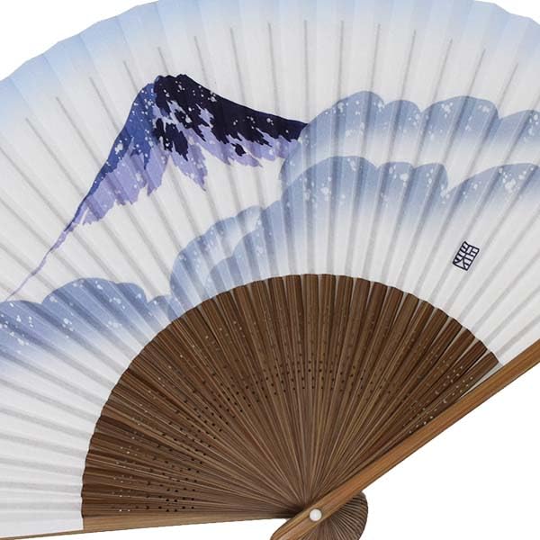 Kimono Folding Carved Karaki Mount Fuji [Stylish Iroha] Men's Fan, Wood, Scented,