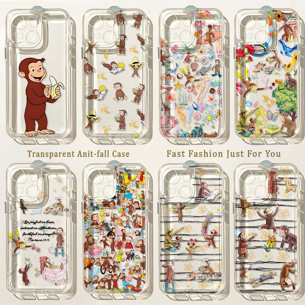 Tongue Sticking Monkey Phone Case For iPhone 17 16 16e 15 14 13 12 11 Mini Pro Max X XR XSMax 8 Air Plus Transparent Back Cover