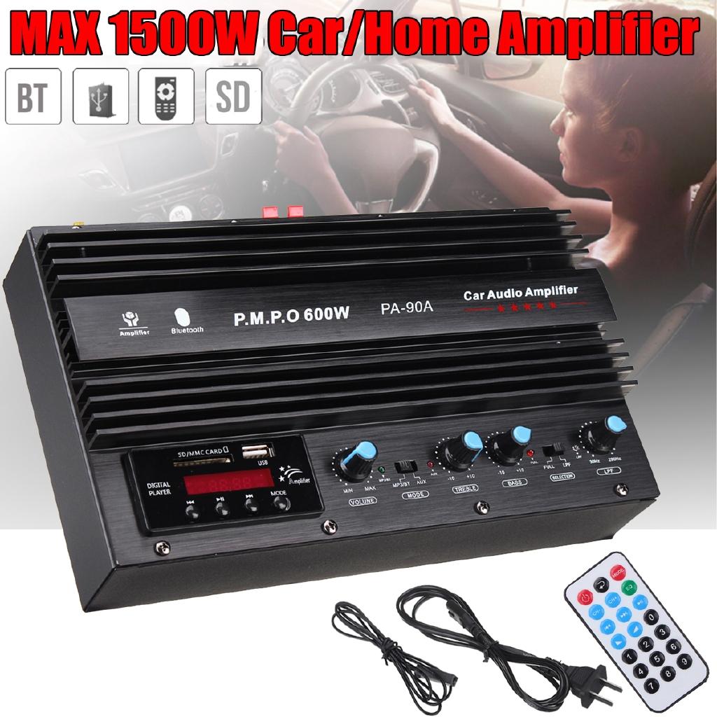 1500W USB/AUX/SD/FM HIFI Stereo Power Amplifier Class AB Wireless Bluetooth Audio Amplifier Input Radio & Remote Control