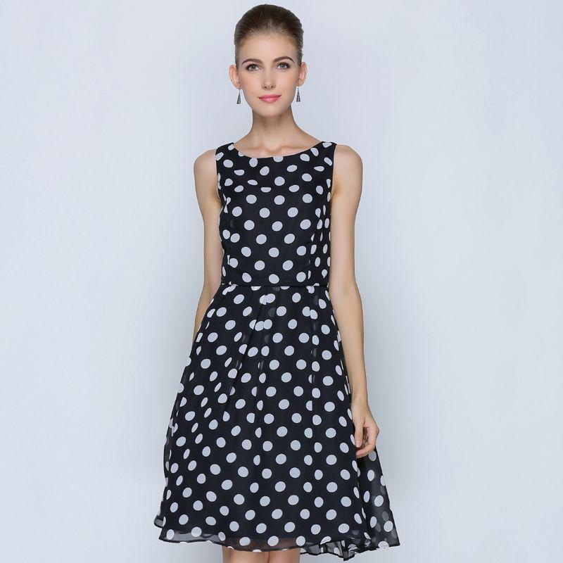 

Женское летнее платье-жилет в горошек, похожее на шелк Black and White M