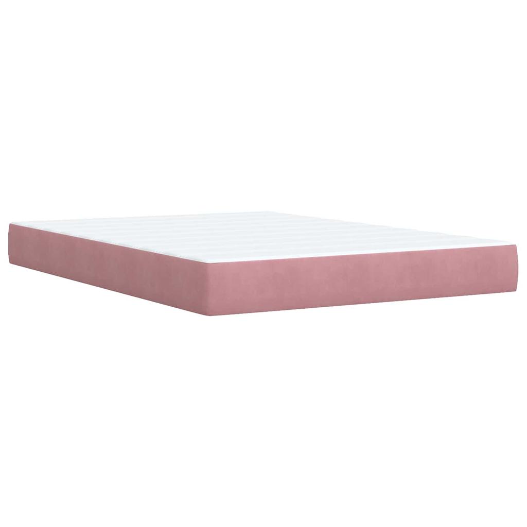 Boxspring Bed with Mattress and Headboard Pink 140 X 200 Cm Velvet
