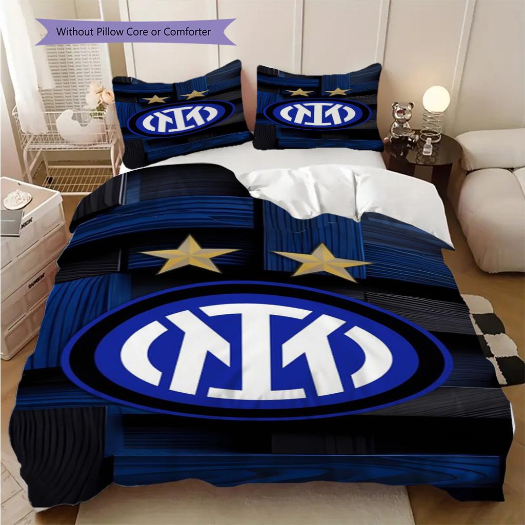 Biancheria da letto Colori Stelle Emblema Inter (1 * copripiumino + 2 * federa, senza nucleo) Copripiumino e federa 2D piatti, morbidi e confortevoli
