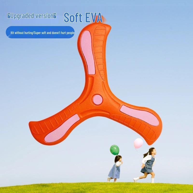 Large Children's Soft Rubber Boomerang - Durable, Three-Leaf Design for Safe Outdoor Play
