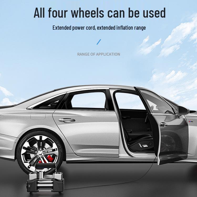 Umflator electric portabil de mare putere pentru anvelope: Cilindru dublu, Multifuncțional pentru Sedan