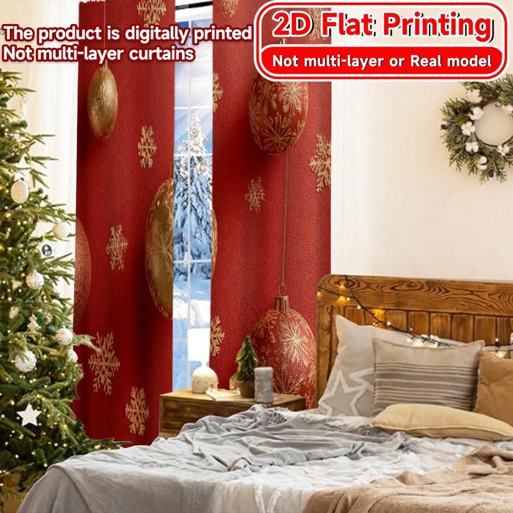 2D Flachdruck 2 Stück Festliche Eleganz(3) Moderne gemusterte Vorhänge Polyester Einfach zu installierende Vorhänge Raumdekoration für Schlafzimmer