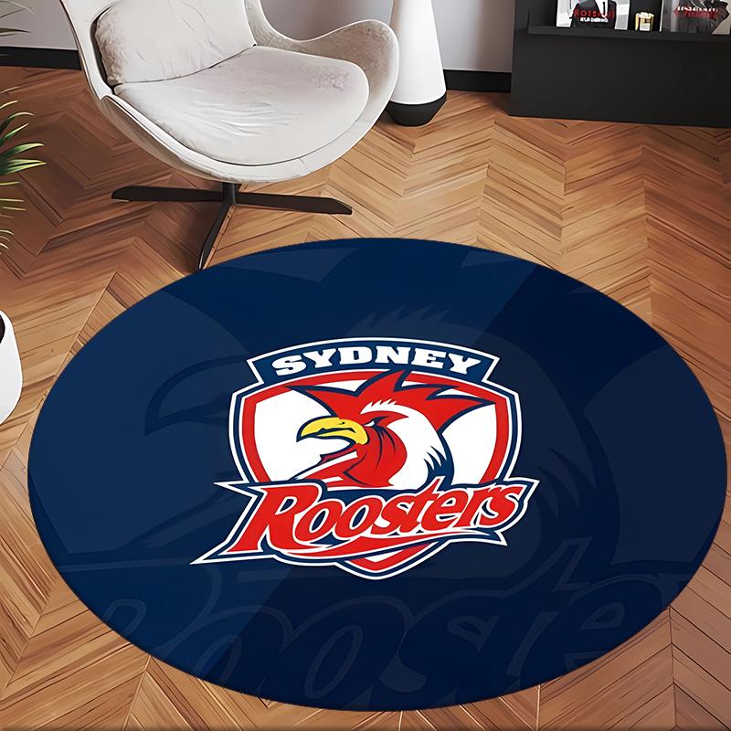 Sydney Roosters (1) Runder Büroteppich Dekorativer Bodenteppich für Büro Schlafzimmer Wohnzimmer und Wohnbereich