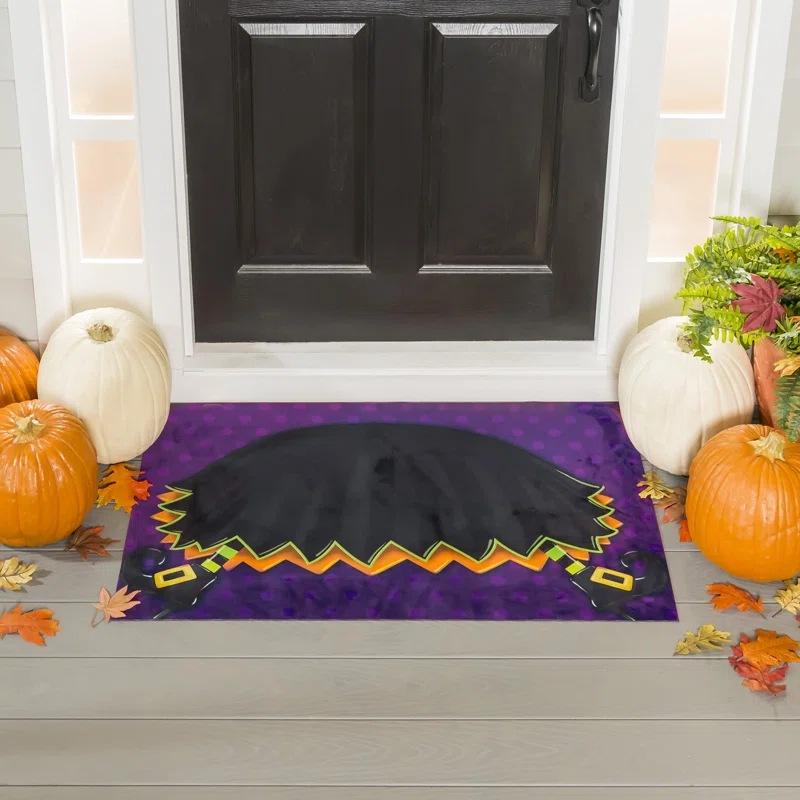 Halloween Scene Crystal Velvet Entrance Door Mat Non-Slip And Dirt-Resistant Easy To Take Care Of Universal Floor Mat