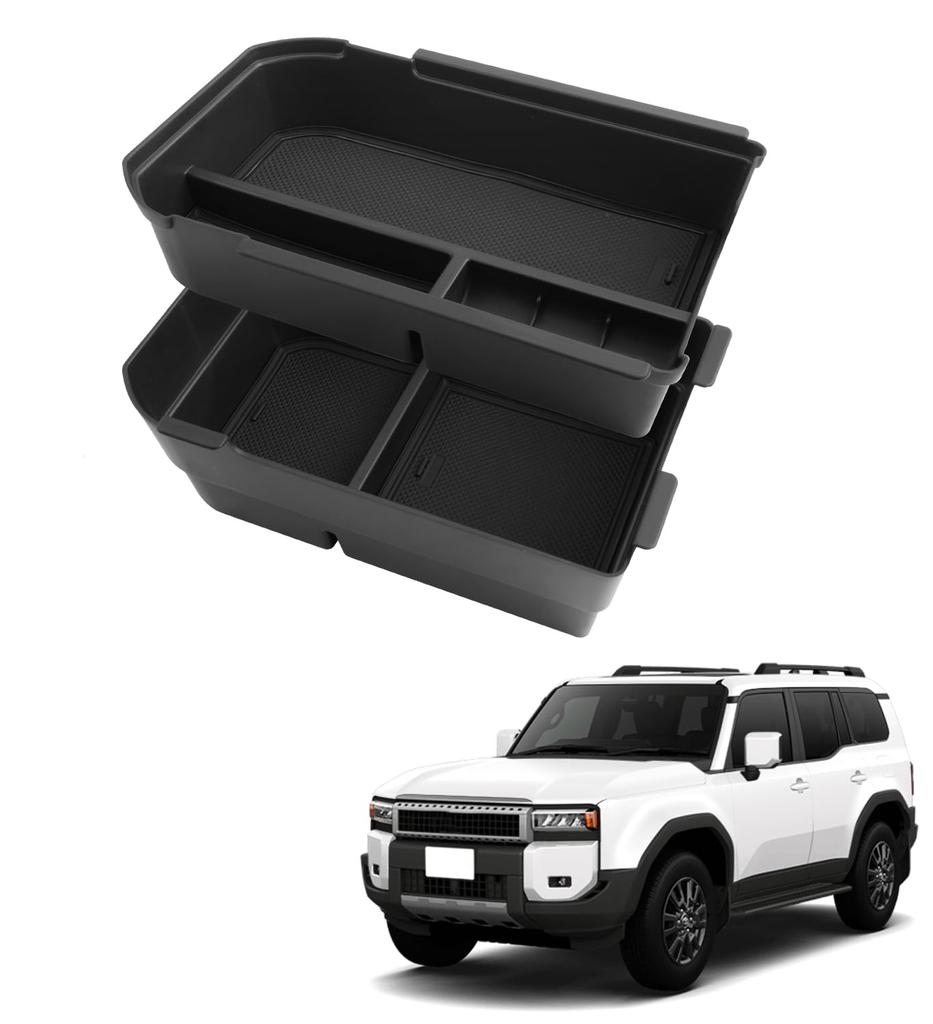 ASZSK Toyota Land Cruiser 250 Exclusive Console Box Top and Bottom Set Land Cruiser Exclusive Storage Box Large Capacity Small Item Storage Mat Easy