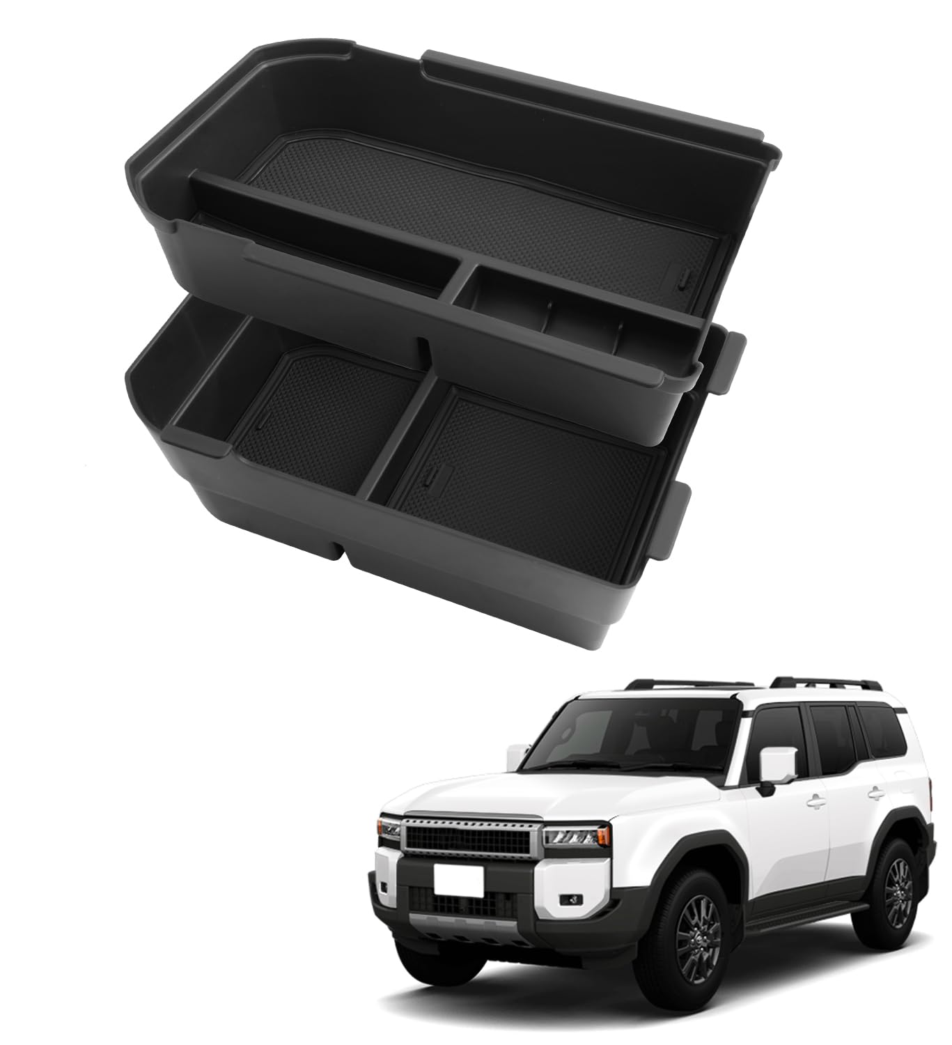 

ASZSK Toyota Land Cruiser 250 Console Box Set and for Land Cruiser Large Capacity Storage Box with Easy Noise Land Cruiser 250 Interior (Top Bottom) чёрный