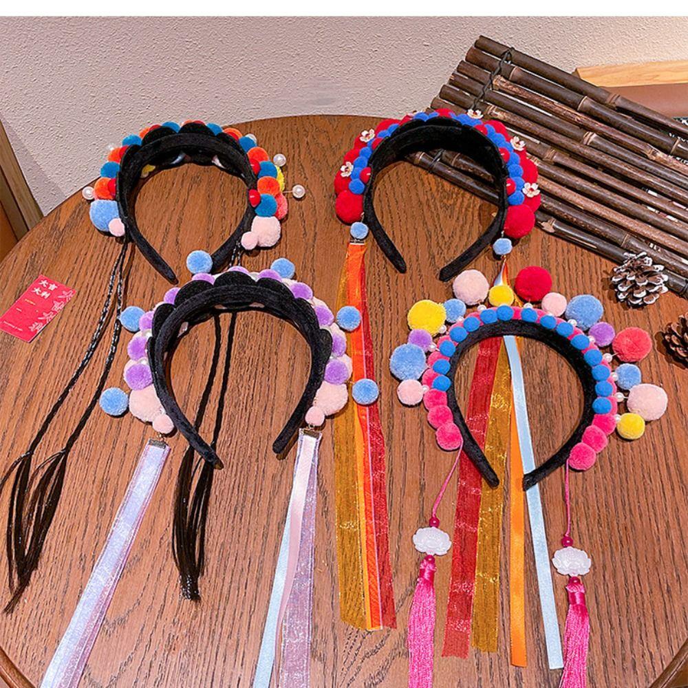Tassel Chinese New Year Headwear Tang Suit Hair Hoop Hanfu Headwear Beijing Opera Headband  Girls