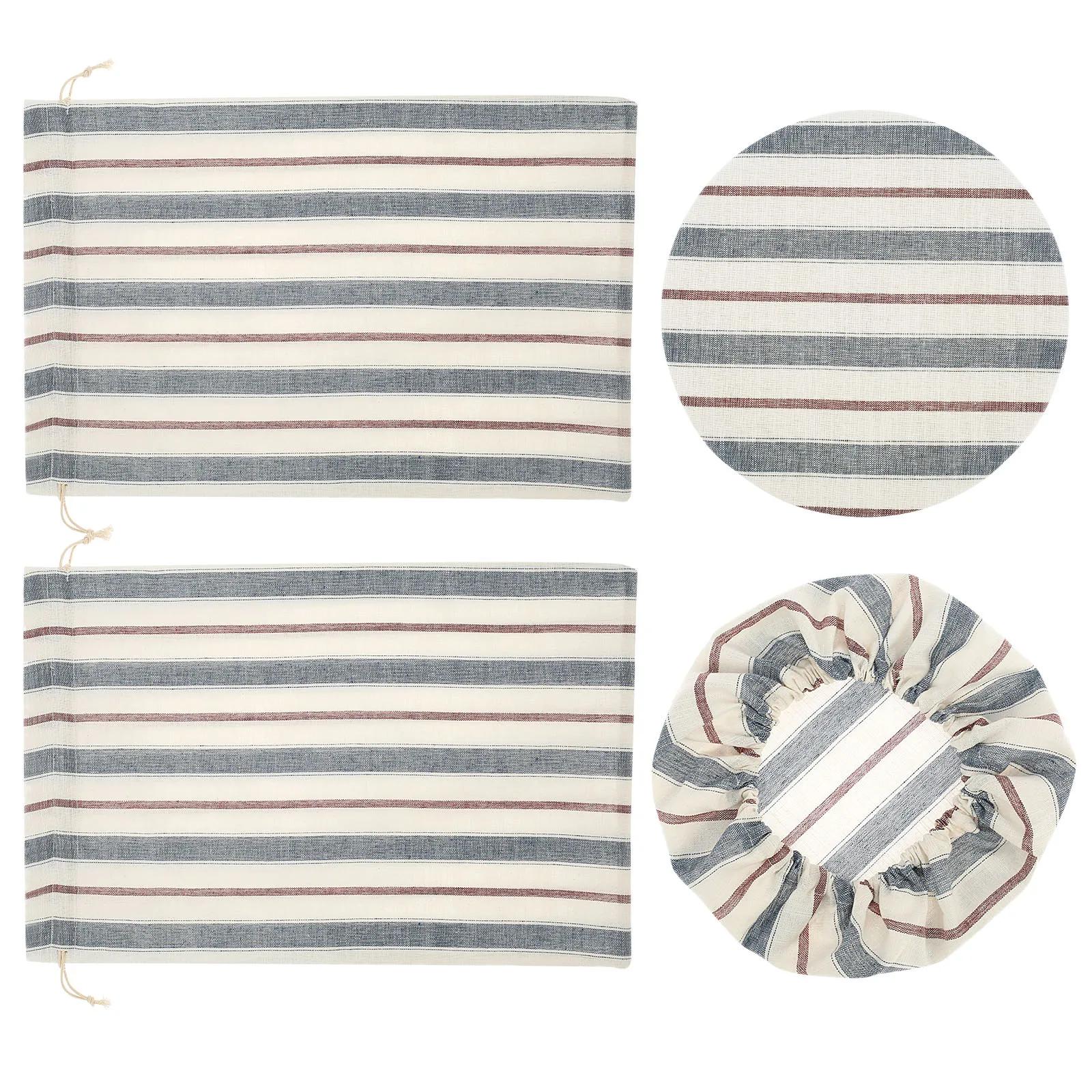 

4Pcs Linen Drawstring Bread Bag with Bowl Cover Kitchen Food Bread Storage Bags Fresh Eco Friendly Keeping