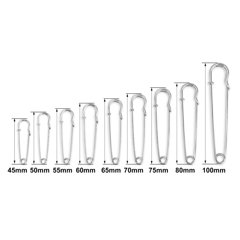 20pcs Large Safety Pins DIY Sewing Tools Needles Large Safety Pin Small Brooch Apparel Accessories 45/50/55/60/65/70/80/100mm