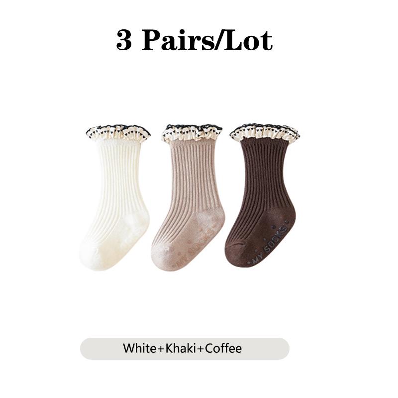 3 Pairs/Lot Baby Girls Socks Toddler Spanish Style Cotton Kids Socks Newborn Infant Socks For 0-8 Years