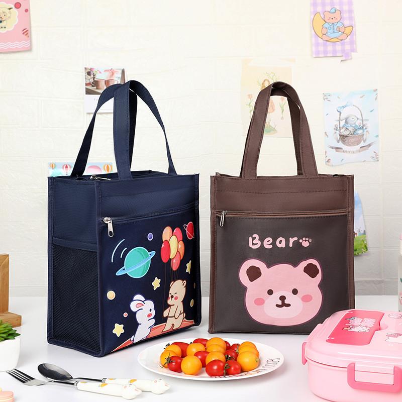 Kids Portable Canvas Lunch Box With Material For School And Outdoor Use