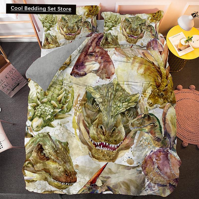 Cartoon Dinosaur Bedding Set Twin Queen King Animal Duvet Quilt Cover Pillowcase Jurassic World 2/3pcs Polyester Comforter Cover