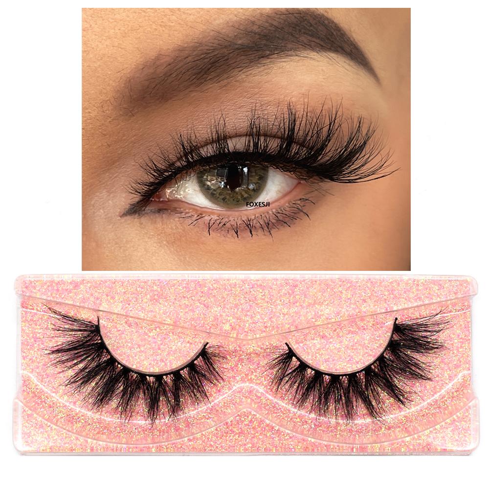 FOXESJI 3D Mink False Eyelashes Fluffy High Volume Eye Lashes Natural Wispy Full Strip Mink Eyelash Extension Bulk Lash Makeup