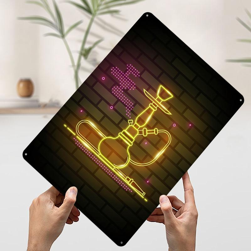 

Shisha Hookah Shishabar Metal Poster Customized Wall Art Retro Vintage Tinplate Signs for Room Decoration Gaming Home Decor Men 7.9x11.8In(20x30cm)